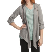 Casual Studio Open-Front Hoodie Sweatshirt - Roll-Tab Sleeve (For Women) in Grey - Closeouts
