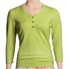 Casual Studio Ruched Henley Shirt - 3/4 Sleeve (For Women) in Island Green - Closeouts