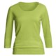 Casual Studio Shell Button Sweater - Round Neck, 3/4 Sleeve (For Women)