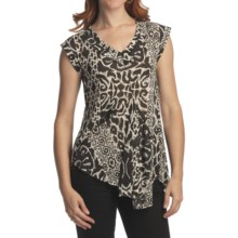Casual Studio Shirred V-Neck Shirt - Sleeveless (For Women) in Black/Ecru - Closeouts