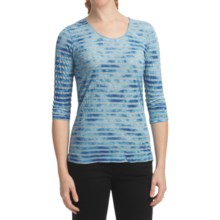 Casual Studio Stripe Shirt - Scoop Neck, 3/4 Sleeve (For Women) in Blue - Closeouts