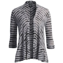Casual Studio Striped Cardigan Sweater - 3/4 Sleeve (For Women) in Black/Grey - Closeouts