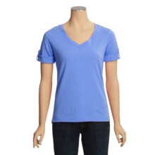 Casual Studio V-Neck T-Shirt - Stretch Cotton, Short Sleeve (For Women) in Blue Bonnet - Closeouts