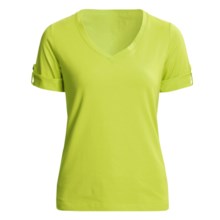 Casual Studio V-Neck T-Shirt - Stretch Cotton, Short Sleeve (For Women) in Green Glow - Closeouts