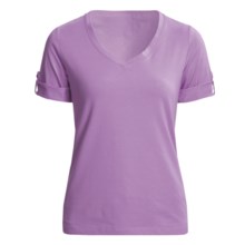 Casual Studio V-Neck T-Shirt - Stretch Cotton, Short Sleeve (For Women) in Iris - Closeouts