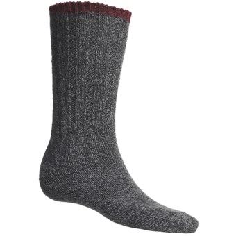 Catawba Outdoor Supply Ribbed Crew Socks - 2-Pack, Cotton-Wool Blend (For Men) in Charcoal/Burgundy