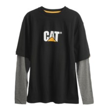 Caterpillar Contrast Sleeve T-Shirt - Cotton, Long Sleeve (For Men) in Black - Closeouts