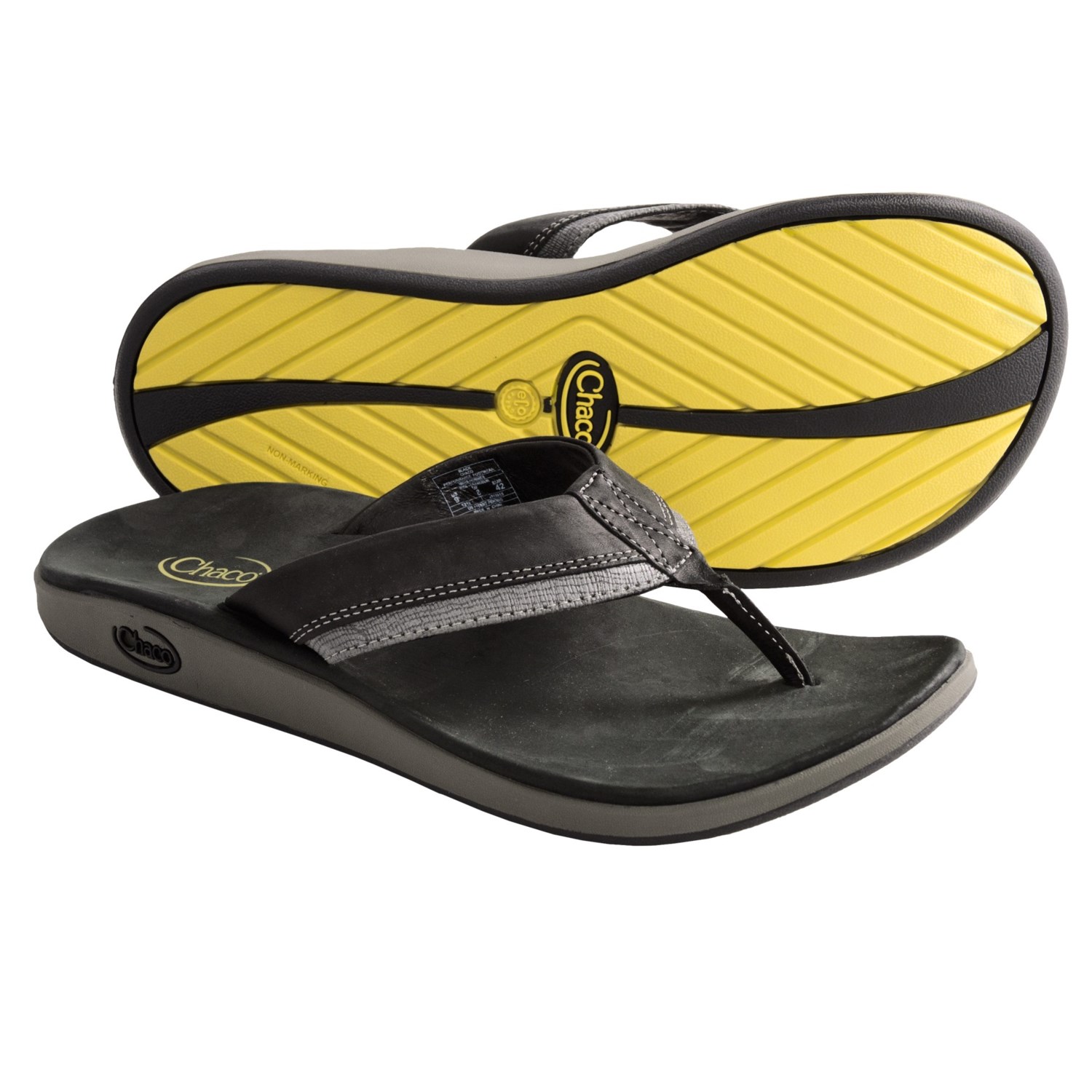 Chaco Fontas Sandals - Leather, Flip-Flops (For Men) in Black