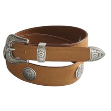 Chacon Ranch Floral Belt - Calfskin Leather (For Women) in Cognac - Closeouts