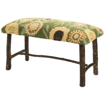 Chandler 4 Corners Hickory and Wool Twig Bench in Sunflowers