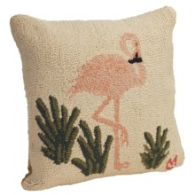 Chandler 4 Corners Hooked Cotton Pillow - 18x18" in Flamingo - Closeouts
