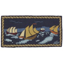 Chandler 4 Corners Hooked Wool Area Rug - 2x4' in Stormy Seas - Closeouts