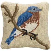 Chandler 4 Corners Hooked Wool Decorative Pillow - 14", Square in Bluebird - Closeouts