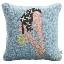 Chandler 4 Corners Hooked Wool Pillow - 18x18" in Take The Plunge - Closeouts
