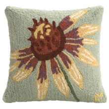 Chandler 4 Corners Hooked Wool Pillow - 18x18" in Yellow Daisy - Closeouts