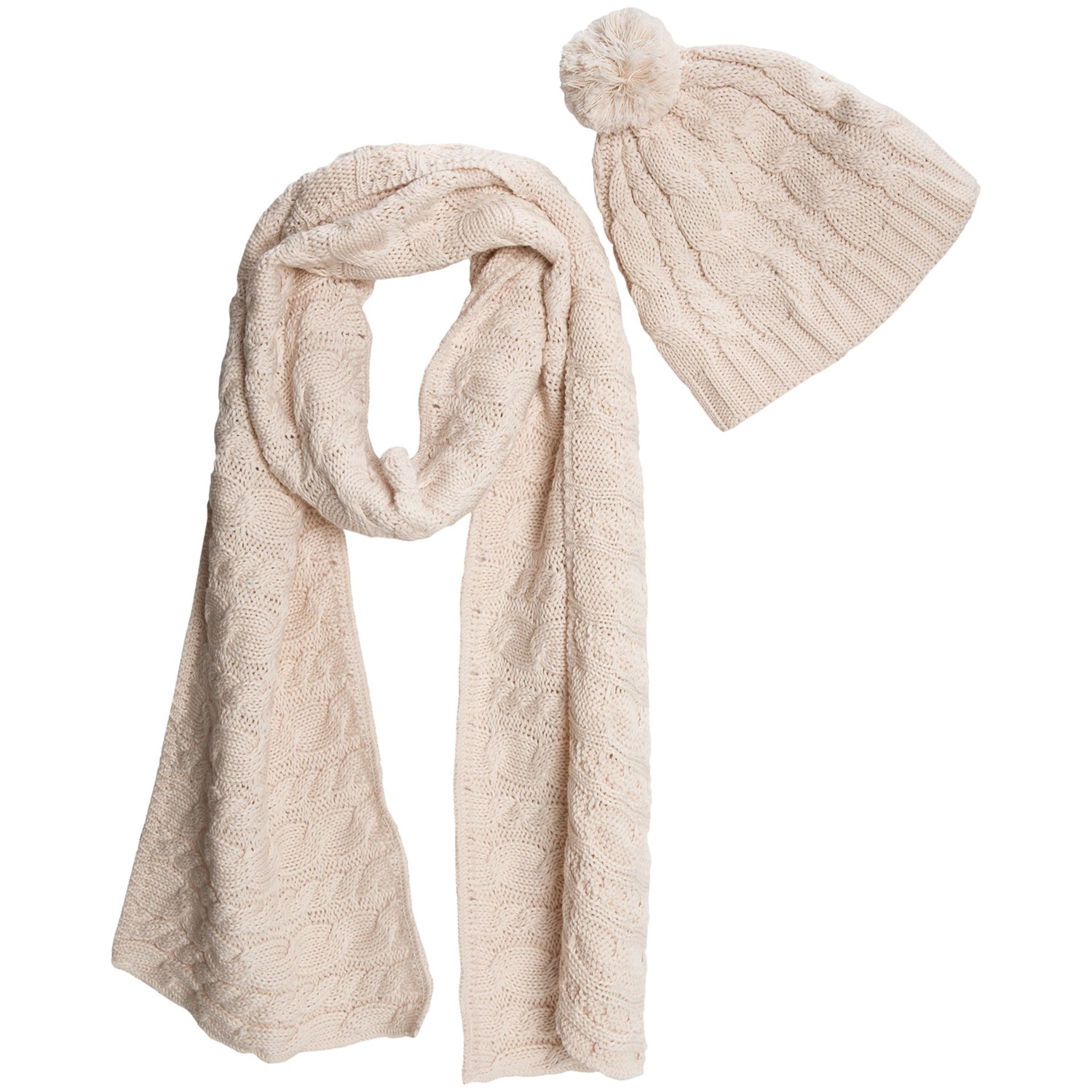 Chaos Cable Knit Scarf and Beanie Set WoolAcrylic (For Women) Save 50