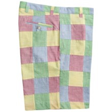 Charleston Khaki by Berle Patch Madras Shorts - Flat Front (For Men) in Blue/Yellow - Closeouts