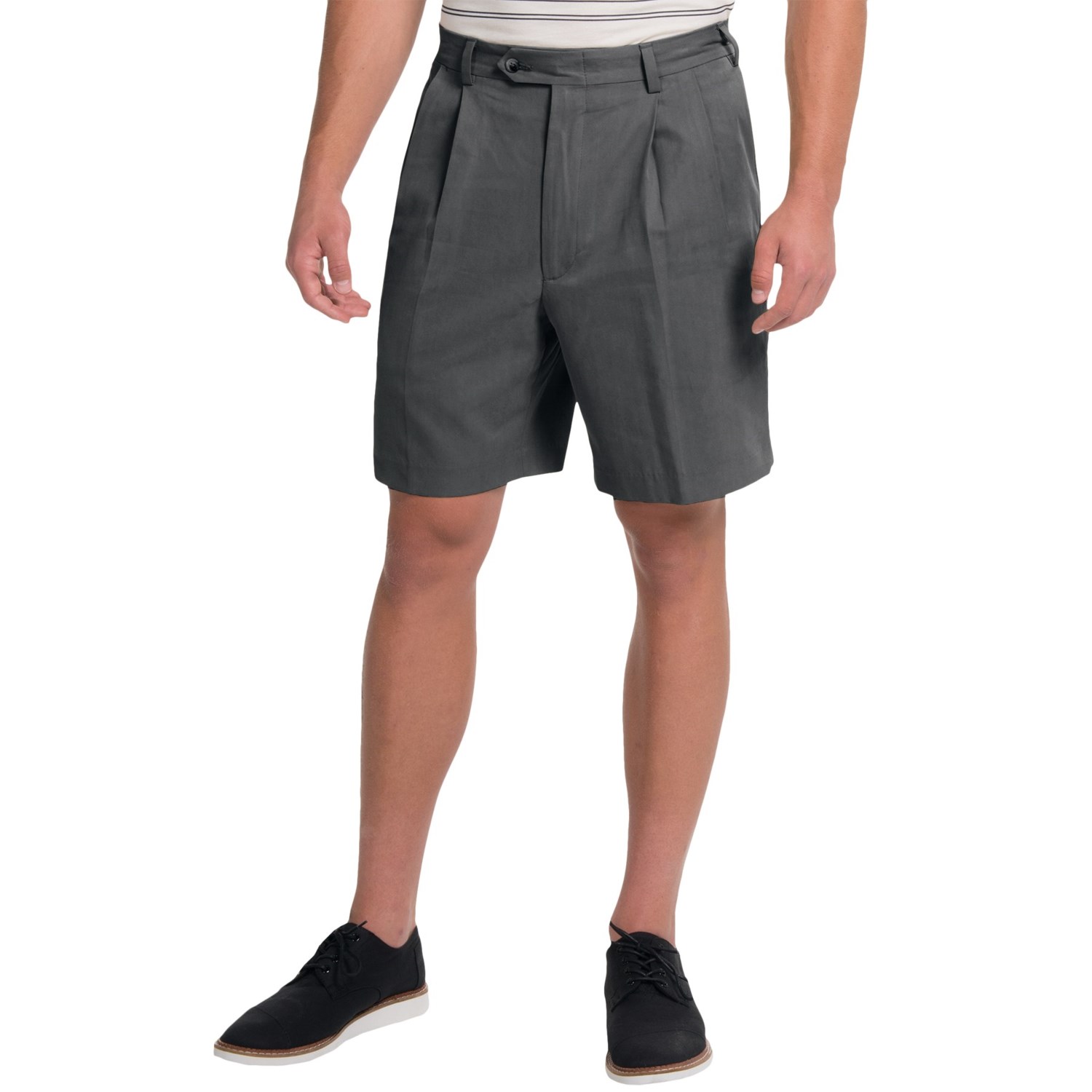 Charleston Khaki by Berle Pleated Herringbone Shorts (For Men) Save 72