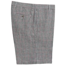 Charleston Khakis by Berle Check with Windowpane Overlay Shorts - Linen (For Men) in Black/White/Red - Closeouts