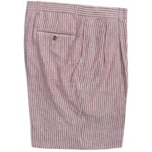 Charleston Khakis by Berle Stripe Shorts - Linen, Pleated (For Men) in Red/Tan - Closeouts