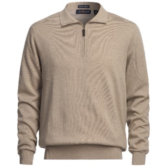 Chase Edward Baruffa Sweater - Merino Wool, Zip Neck, Lined (For Men) in Taupe