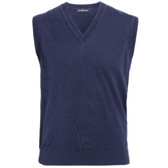 Chase Edward Pima Cotton Sweater Vest - V-Neck (For Men) in Navy