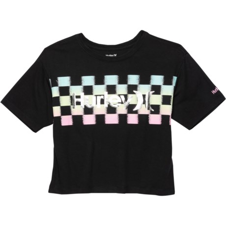 Hurley Checkered T-Shirt - Short Sleeve (For Big Girls) - BLACK (S )