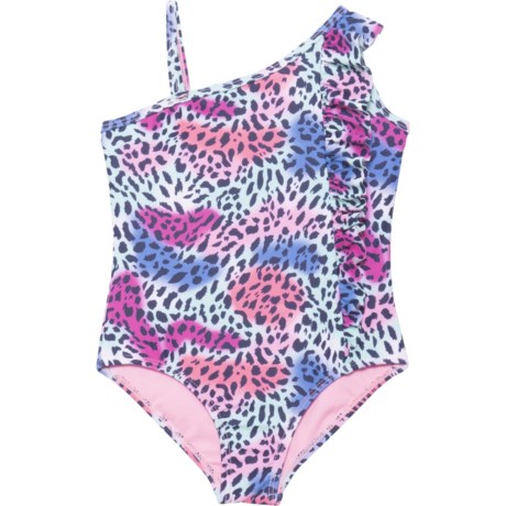 KENSIE GIRL Cheetah Madness One-Piece Swimsuit - UPF 50 (For Toddler Girls) - BLUE (3T )