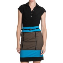 Chetta B Color-Block Dress - Short Sleeve (For Women) in Mushroom/Turquoise - Closeouts
