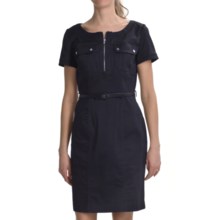 Chetta B Cotton Poplin Shirt Dress - Short Sleeve (For Women) in Navy - Closeouts