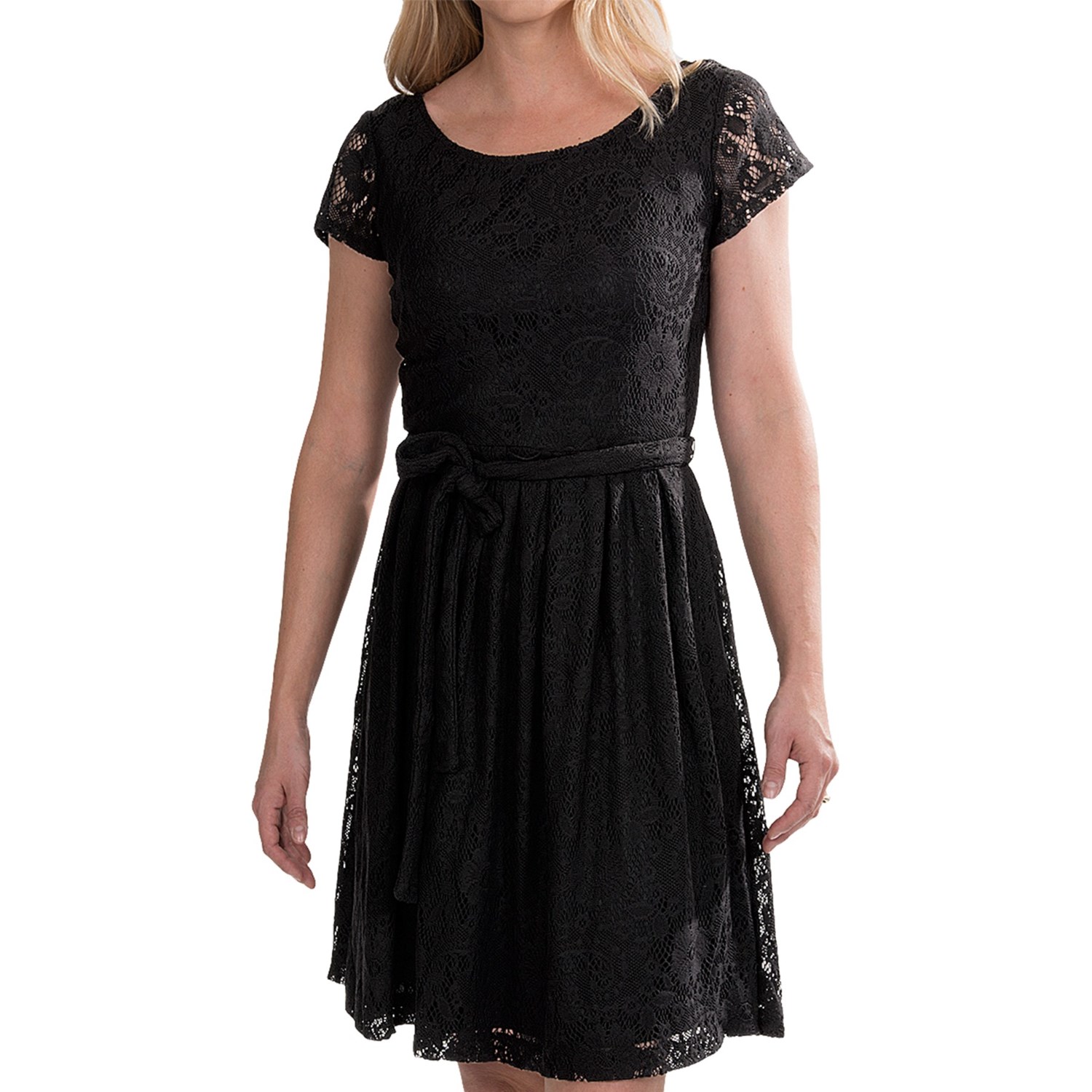 Chetta B Fit And Flare Floral Lace Dress - Short Sleeve (For Women) In ...