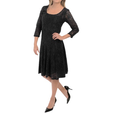Chetta B Lace Fit and Flare Dress Long Sleeve For Women
