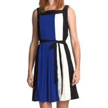 Chetta B Pleated Color-Block Dress (For Women) in Black Multi - Closeouts