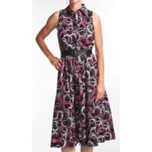Chetta B Printed Shirtwaist Dress - Sleeveless (For Women) in Black/Fuchisa - Closeouts