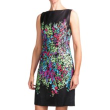 Chetta B Sheath Dress - Cotton Sateen, Sleeveless (For Women) in Black Multi Floral - Closeouts