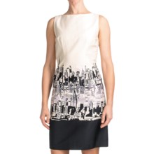 Chetta B Sheath Dress - Cotton Sateen, Sleeveless (For Women) in Ivory/Black Venice - Closeouts