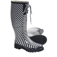 Chooka Canvas Stripes Rain Boots - Waterproof Rubber (For Women) in Navy/White - Closeouts