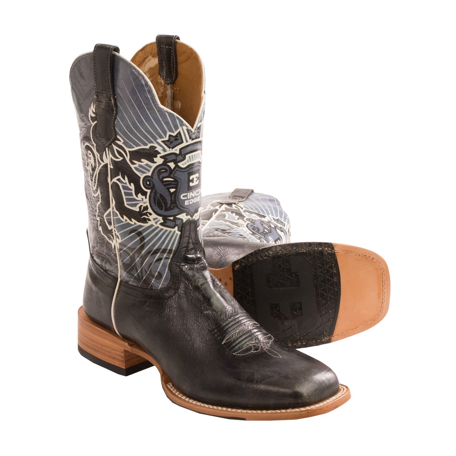 mens square toe black cowboy boots