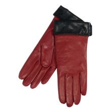 Cire by Grandoe Amber Contrast Gloves - Sheepskin Leather, Cashmere Lining (For Women) in Deep Red/Black - Closeouts