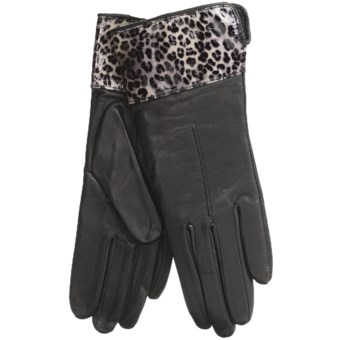 Cire by Grandoe Dali Leather Gloves - Lambswool-Cashmere Lining (For Women) in Black