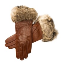 Cire by Grandoe Napoli Gloves - Sheepskin, Rabbit Fur Cuffs (For Women) in Copper/Natural - Closeouts