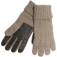Cire by Grandoe Preppie Gloves - Cashmere Knit, Sheepskin Leather Palm (For Men) in Natural/Brown - Closeouts