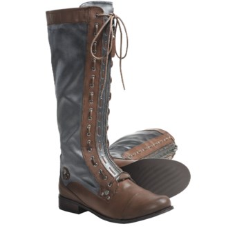 CK Jeans Zoe Tall Boots (For Women) in Cognac/Steel Grey