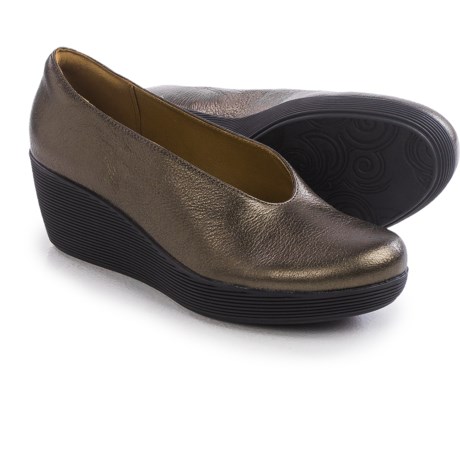 Clarks Claribel Flare Shoes Leather Wedge Heel For Women