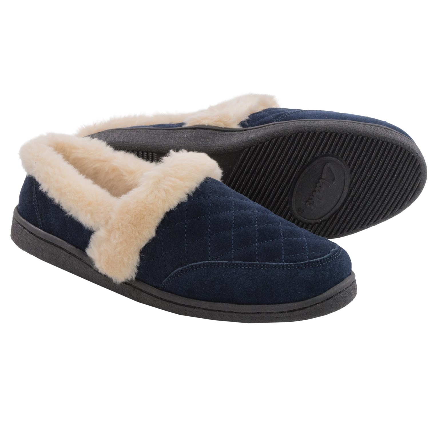 in Clarks  (For Women) Slippers Quilted Suede Navy women for clarks slippers