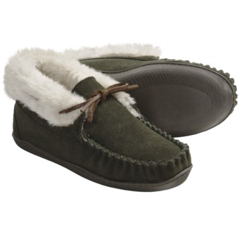Clarks Suede Moccasin Slippers (For Women) in Olive