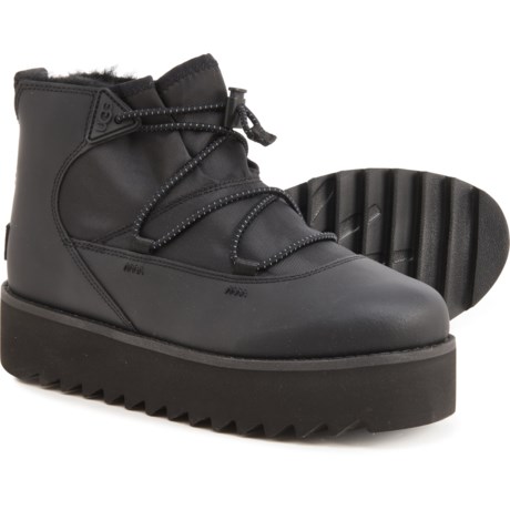 UGG Classic Rising Toggle Boots - Leather (For Women) - ULTRA MATTE BLACK (8 )