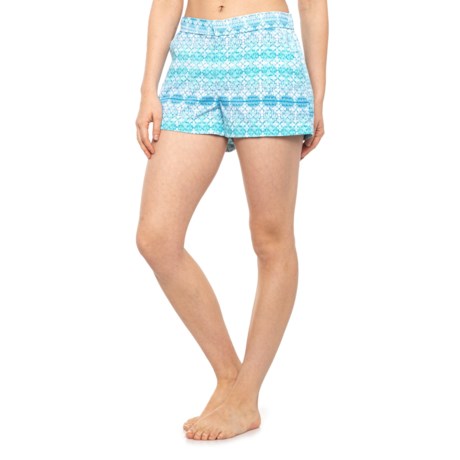 Cabana Life Coastal Cottage Print Swim Shorts - UPF 50+ (For Women) - BLUE (L )