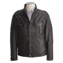 Cole Haan Military-Inspired Jacket - Leather (For Men) in Black - Closeouts