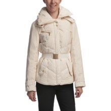 Cole Haan Outerwear Hooded Down Coat - Gold Accents (For Women) in Ivory - Closeouts